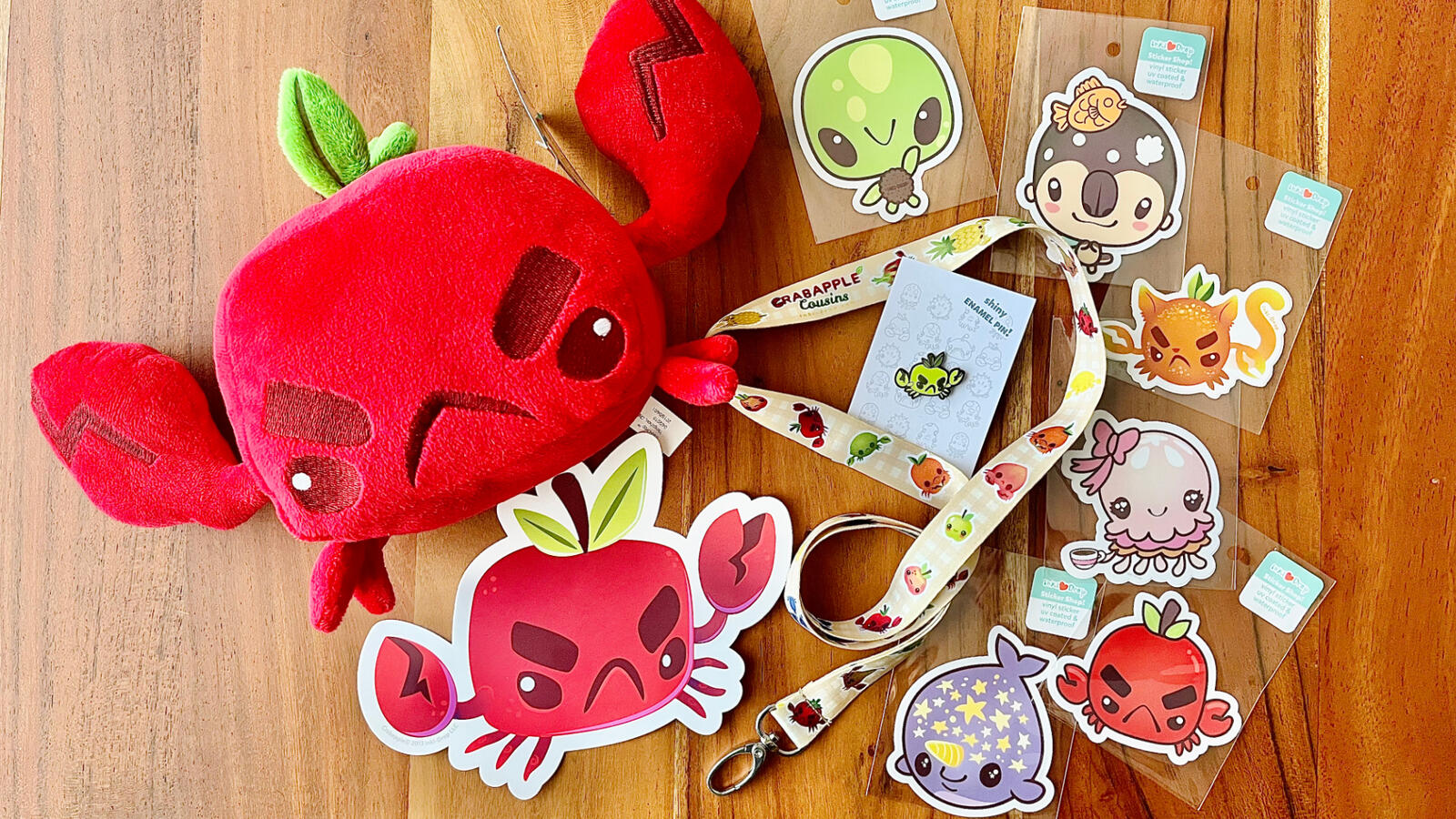 Plush, enamel pins, stickers & more.