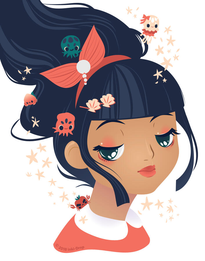 "Girl with Inky Hair," original work.