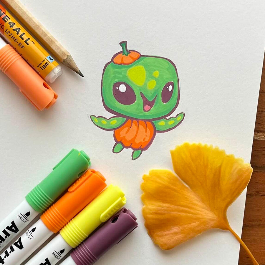 Sweet Turpumpkin (acrylic markers on bristol)