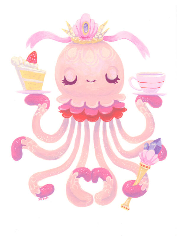 &quot;Queen Jelly,&quot; gouache on cold press. Original work.