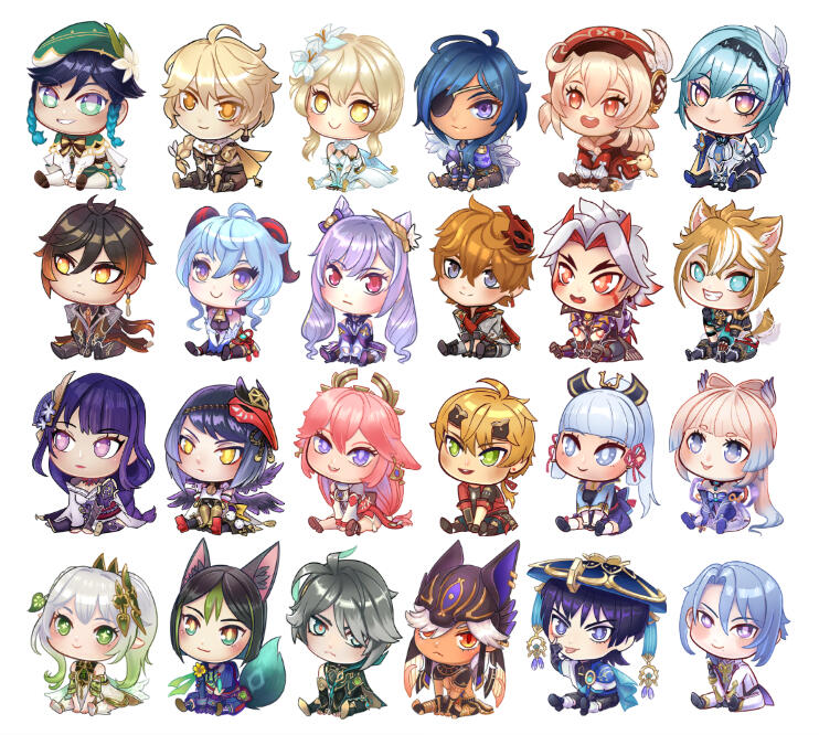 Genshin Impact in &quot;chibi&quot; style (Fan Art). Digital, 2023.